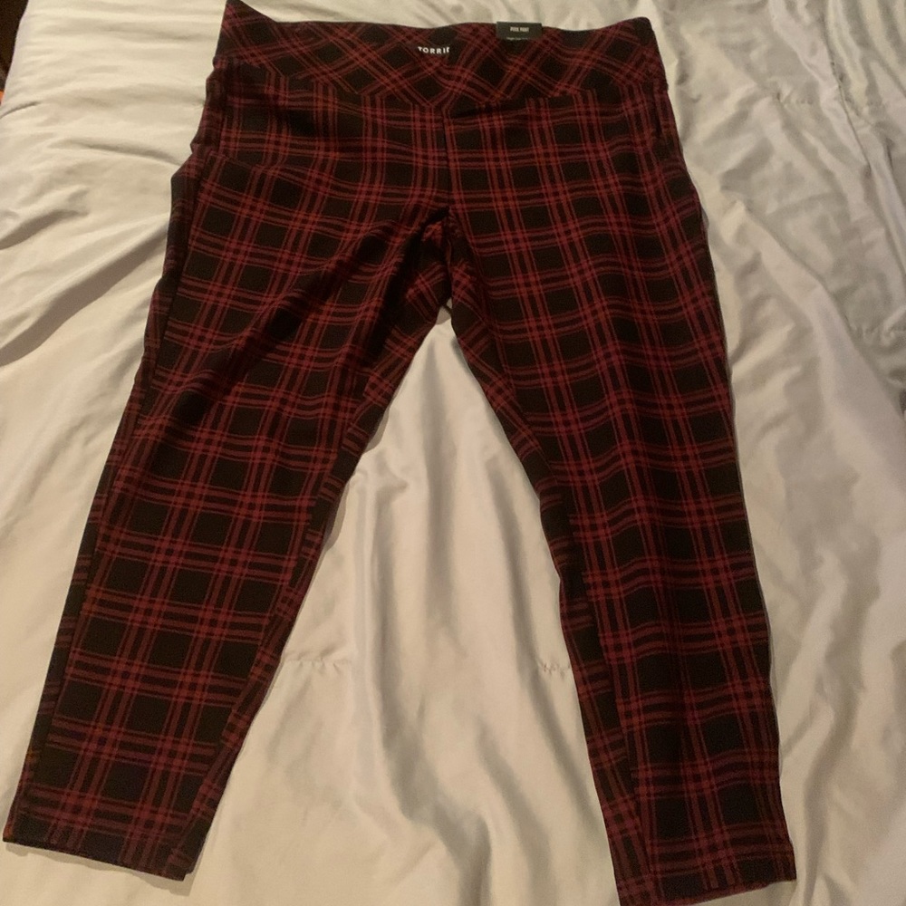 NWT Torrid Pixie Pants. Size 2. Red plaid.
